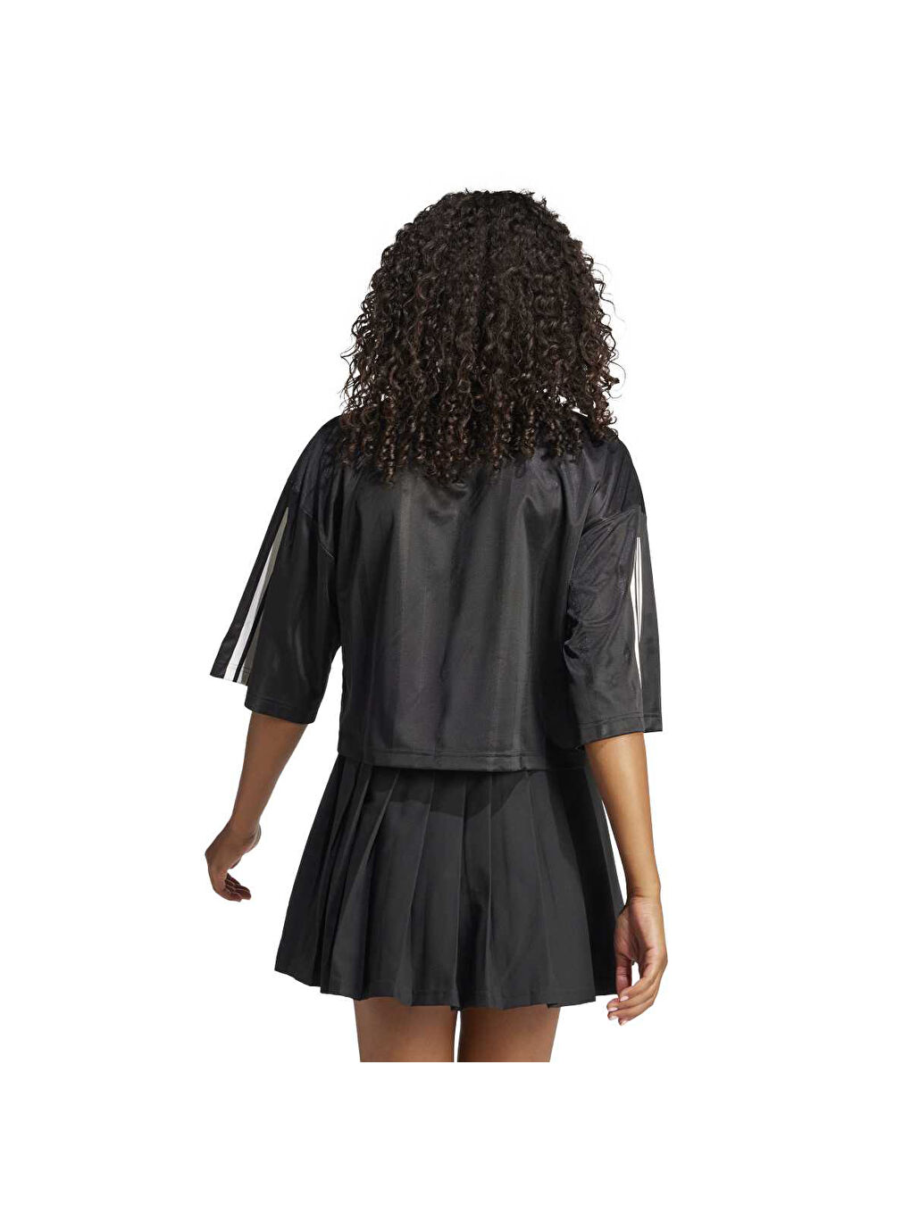 Tiro Cut 3 Stripes Oversized Jersey Kadın Siyah V Yaka Tişört-1