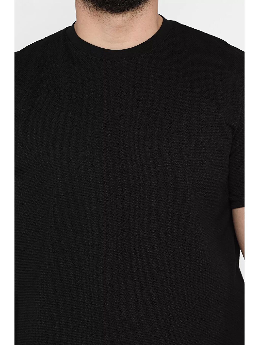 Siyah Bisiklet Yaka Erkek Tişört-3