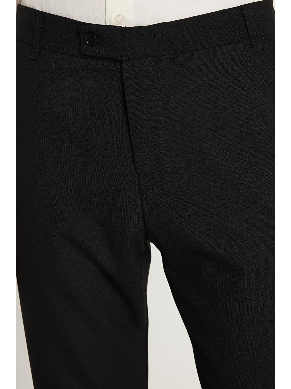 Erkek Slim Fit Dar Kesim Chino Yandan Cepli Pamuklu Siyah Pantolon-1