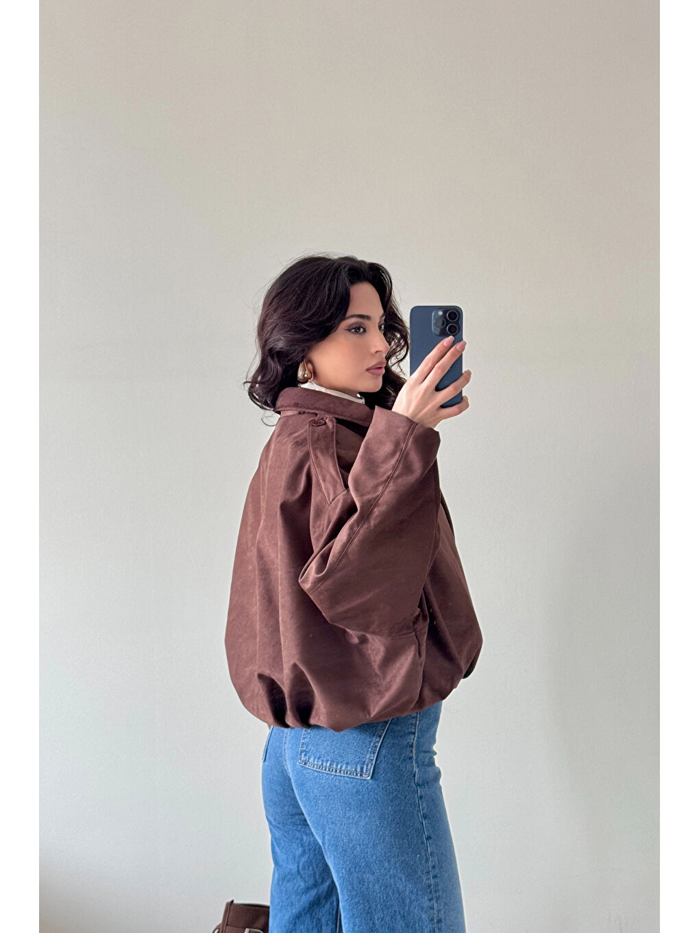 Kahverengi Kadın Kahve Süet Mont 0999-8504-3