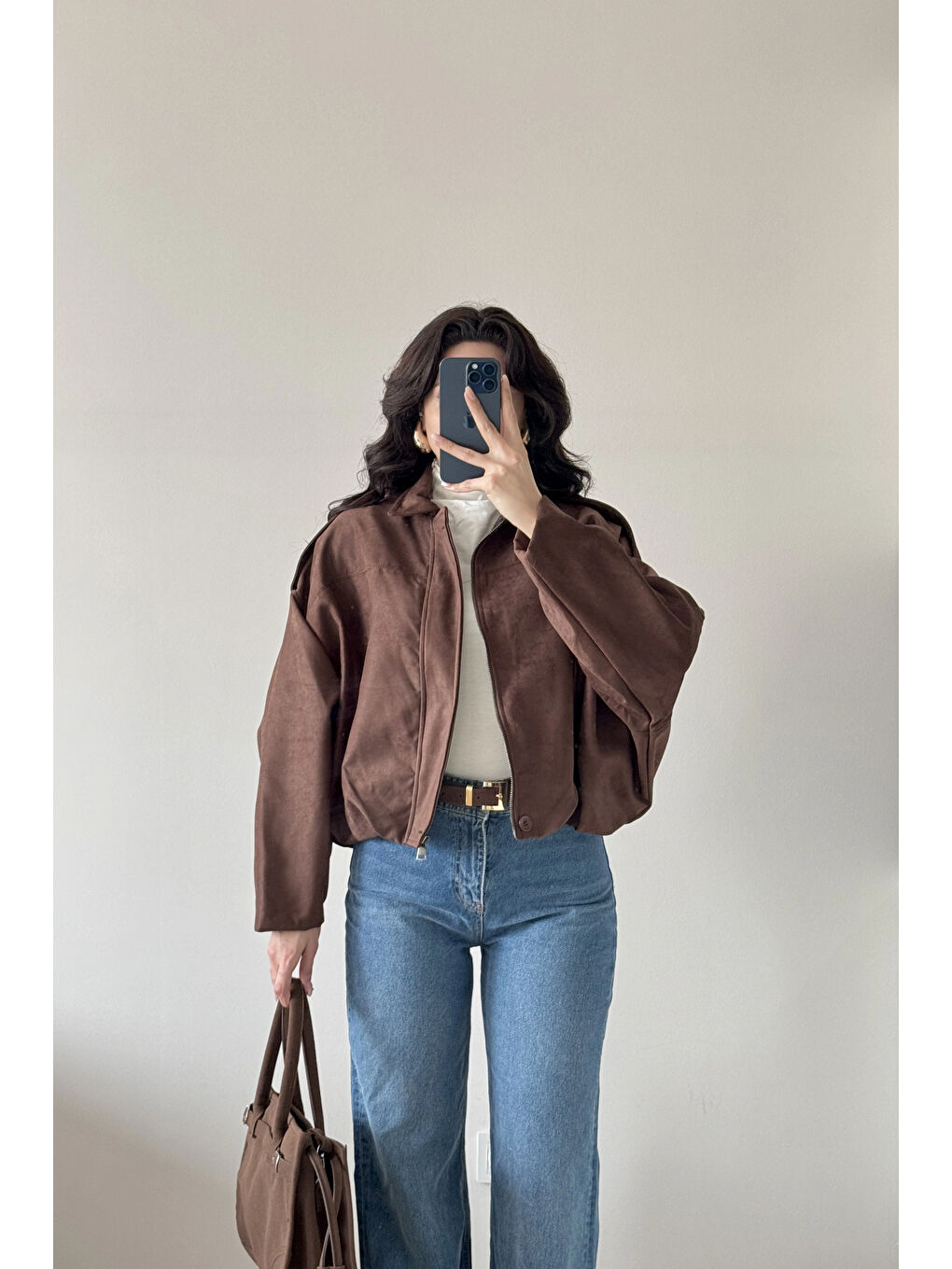 Kahverengi Kadın Kahve Süet Mont 0999-8504-5