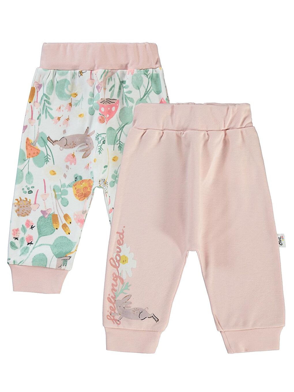 Pembe Baby Kız Bebek 2'li Patiksiz Tek Alt 3-12 Ay Pudra