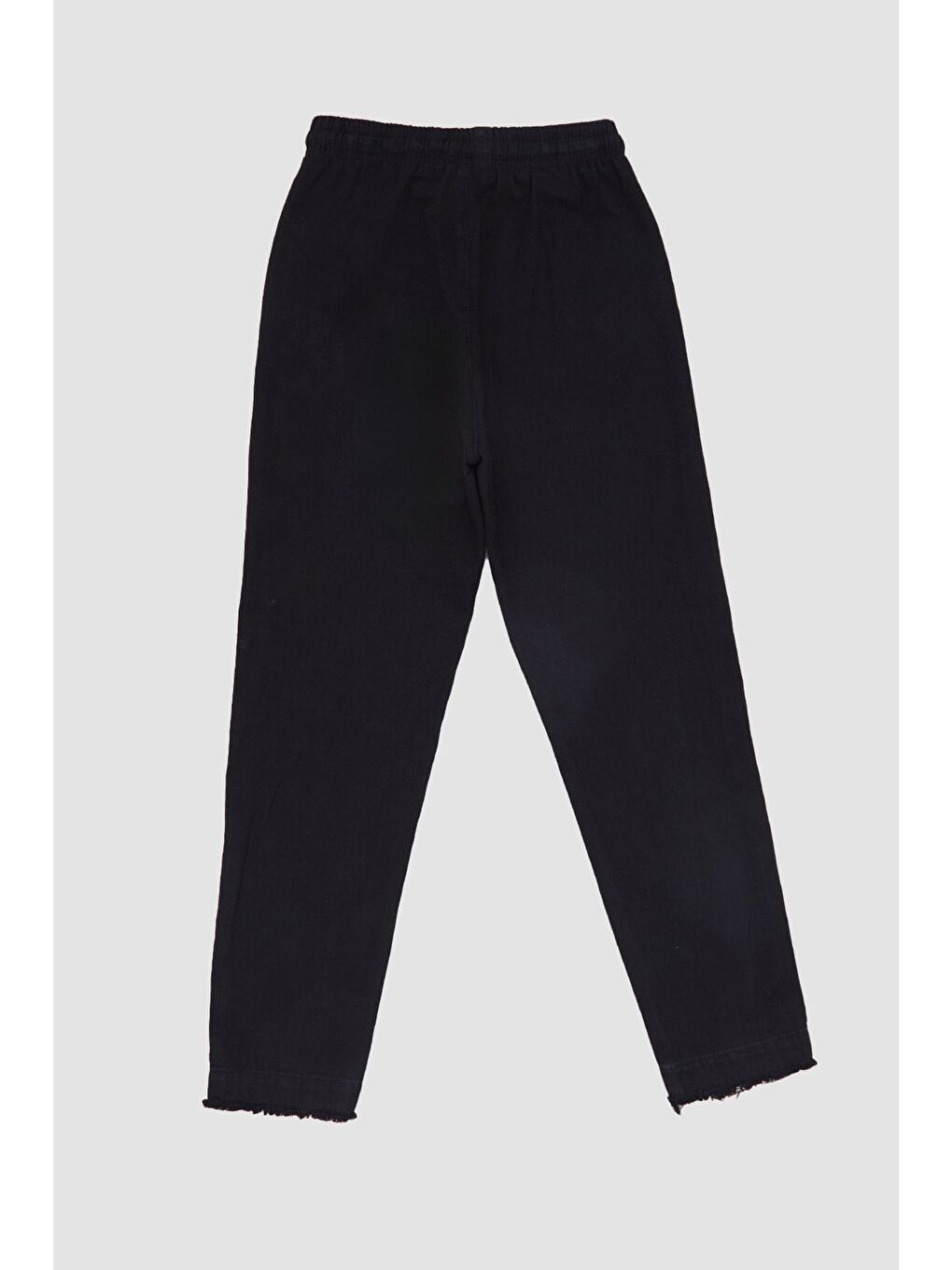 Siyah Beli Lastikli Paçası Püsküllü Pantolon-1