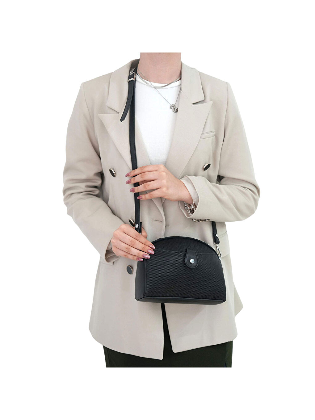 Siyah Kadın Çapraz Çanta 1144-44918 SILVER POLO ÇAPRAZ BAYAN ÇANTASI M86 SİYAH-MAT SİYAH-1