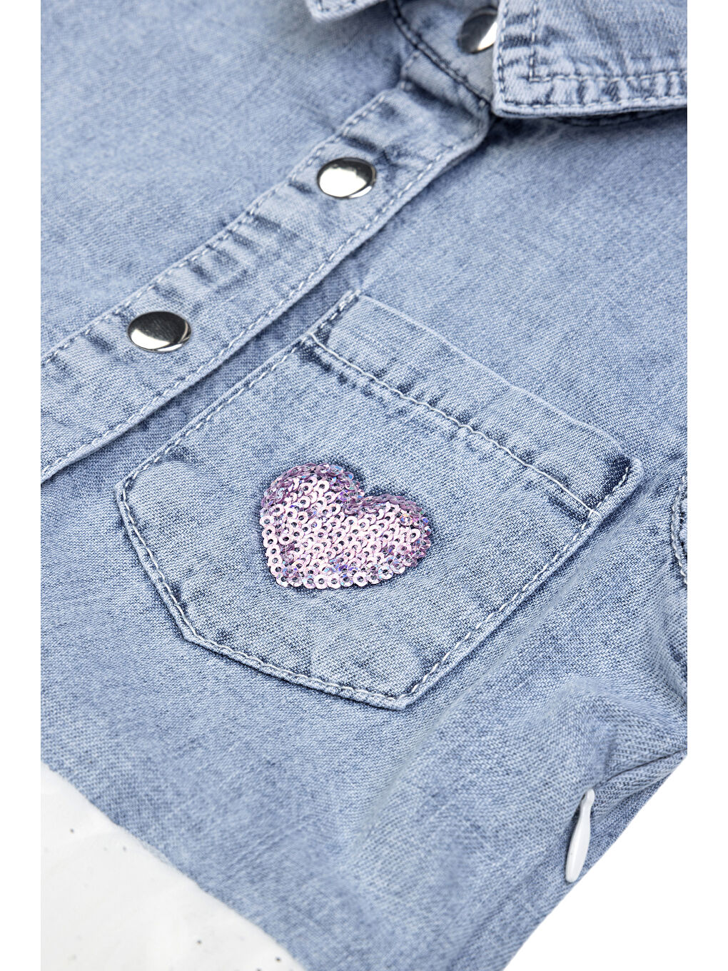 Kız Çocuk Denim Tütü Etekli Elbise 2 Yaş-6 Yaş Mavi-5