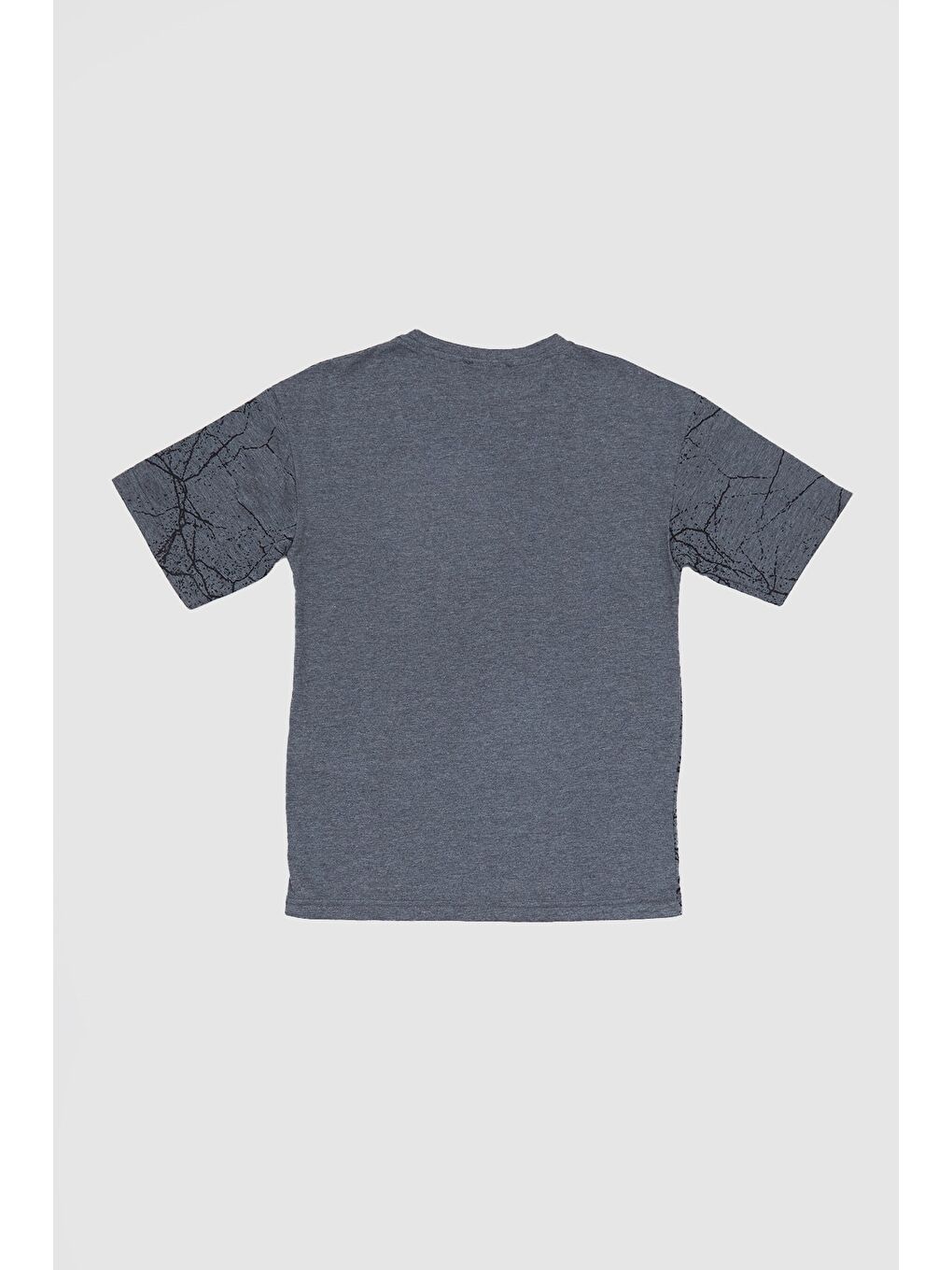 Antrasit Şimşek Baskılı Bisiklet Yaka Erkek Çocuk Tişört-1