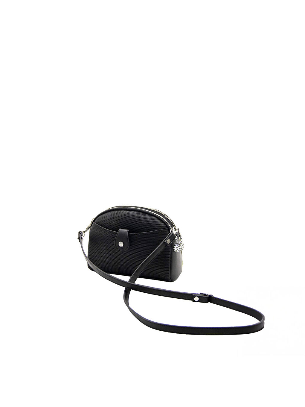 Siyah Kadın Çapraz Çanta 1144-44918 SILVER POLO ÇAPRAZ BAYAN ÇANTASI M86 SİYAH-MAT SİYAH-5