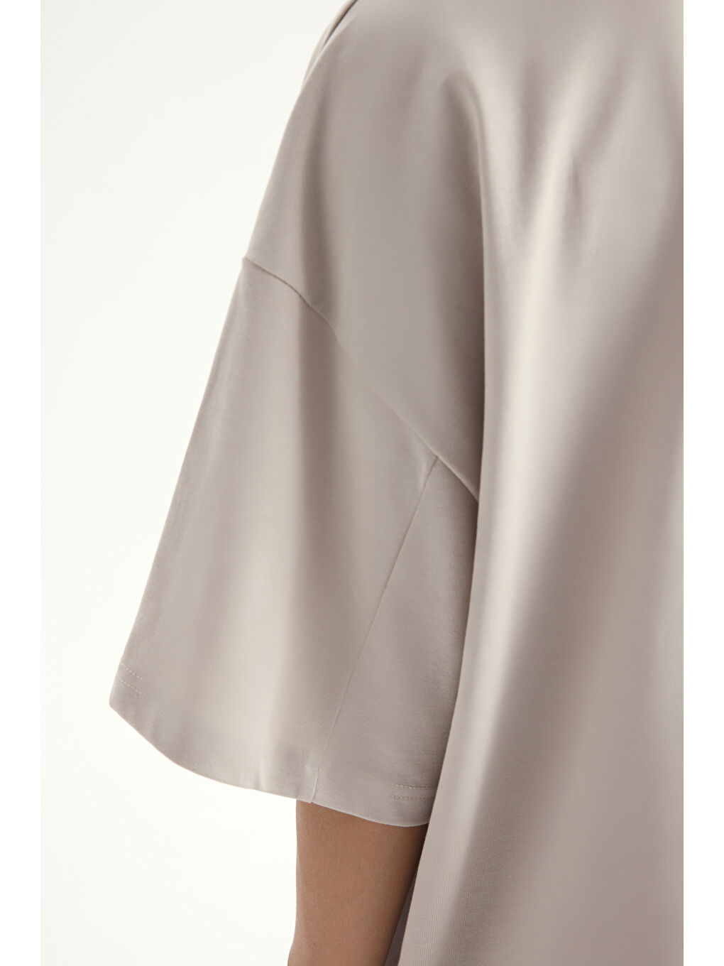 Bej Lip Print Oversize Taş T-Shirt-7