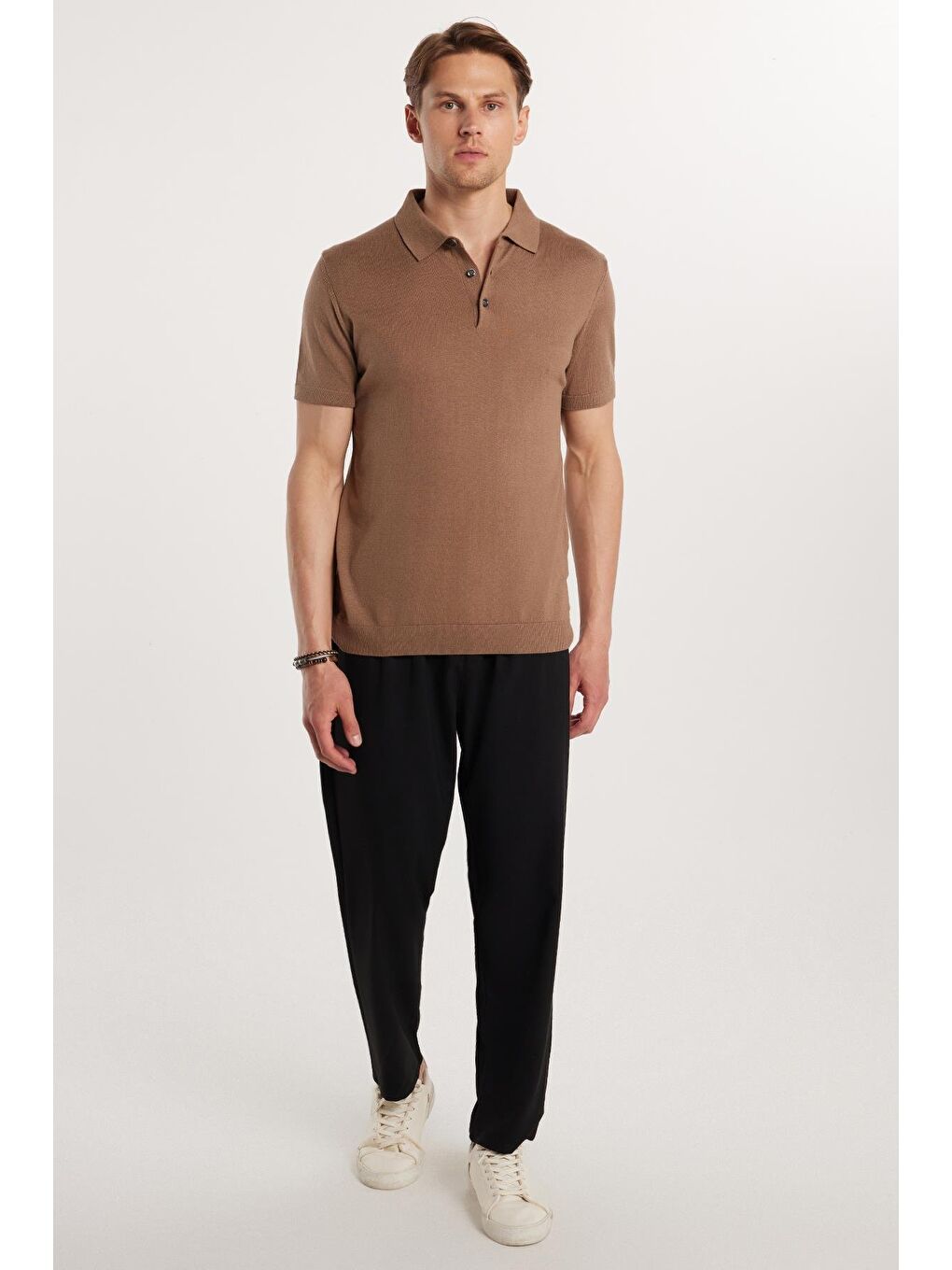 Erkek Regular Fit Çift Pileli Beli Lastikli Rahat Kesim Bol Paça Baggy Siyah Pantolon-4