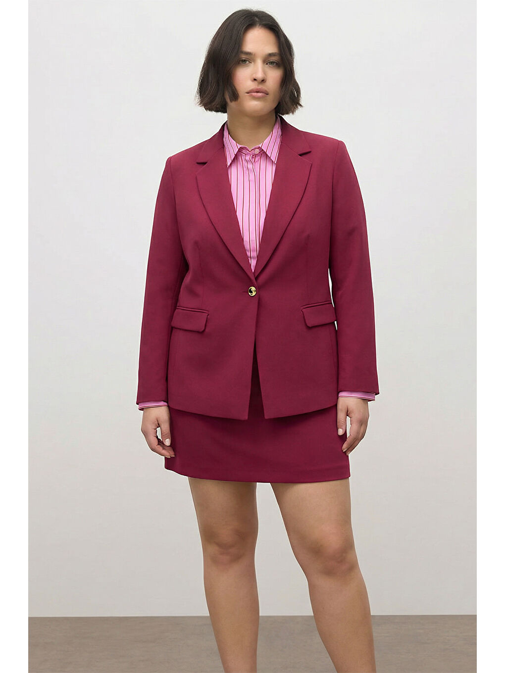 Kırmızı Astarlı Cep Detaylı Blazer Ceket