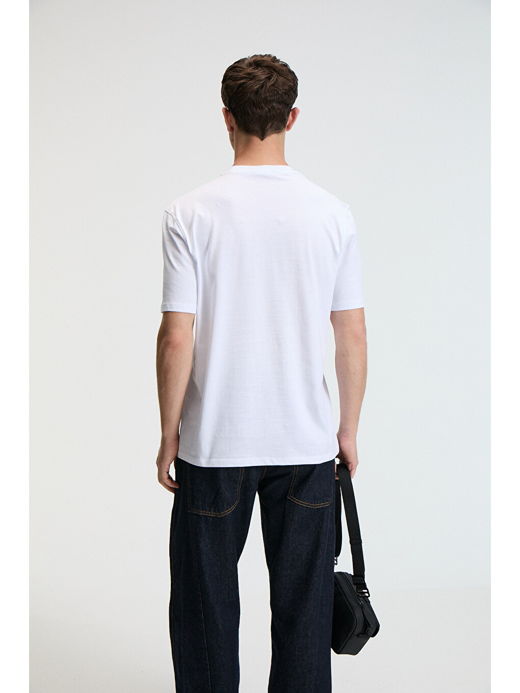 Crısp Erkek Oversize %100 Pamuk Baskılı Yuvarlak Yaka Beyaz T-shirt-4