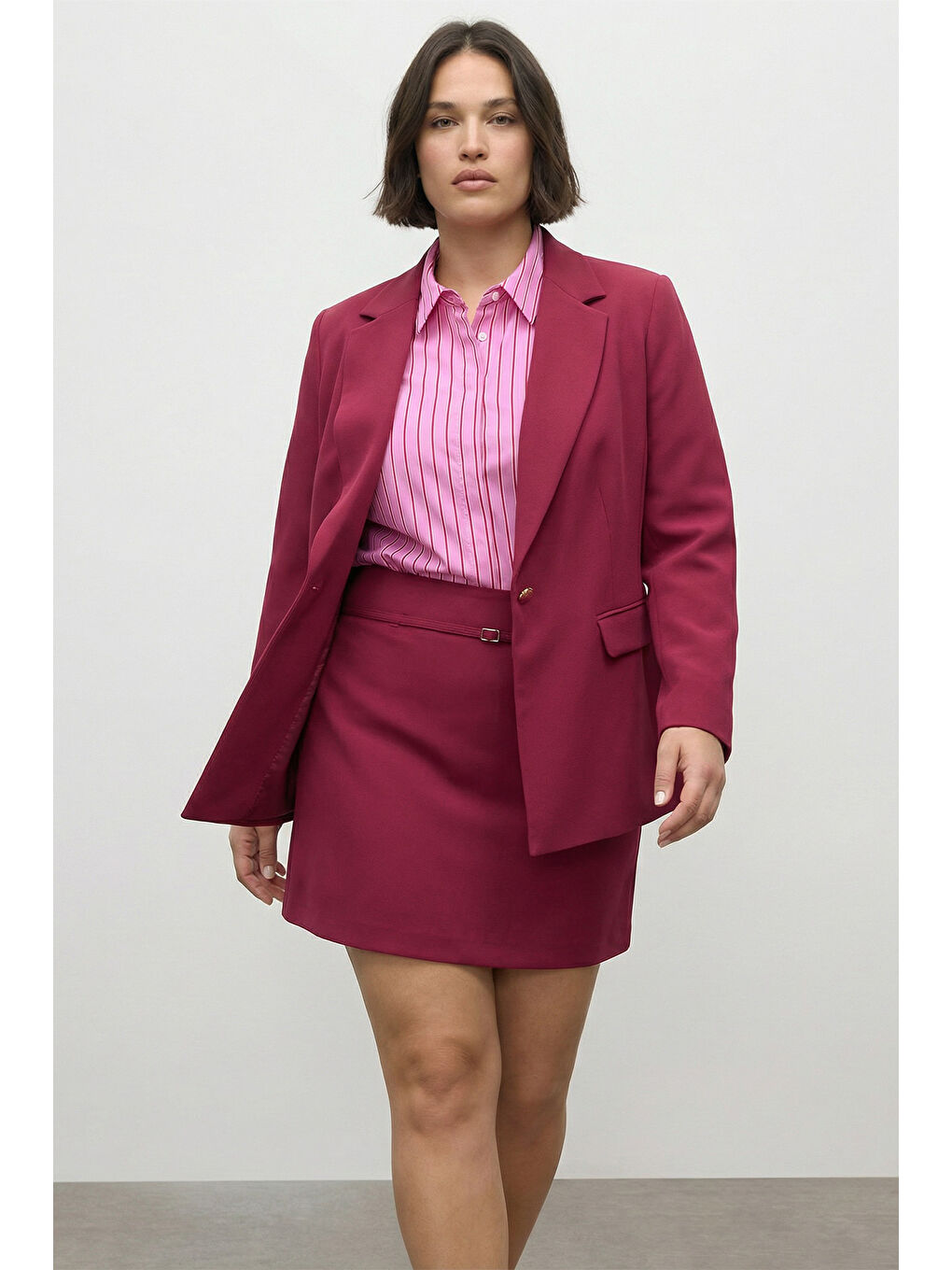 Kırmızı Astarlı Cep Detaylı Blazer Ceket-3