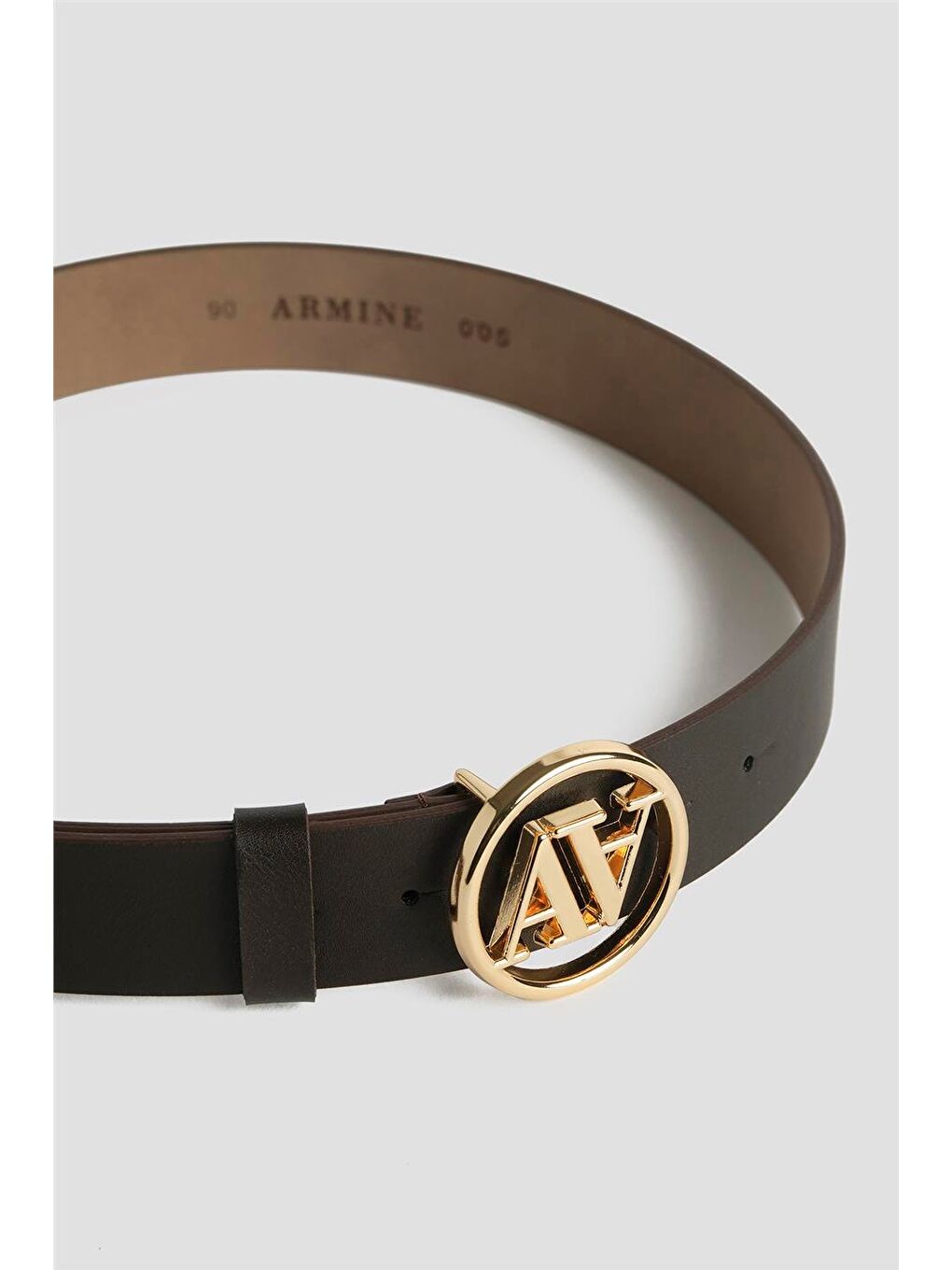 Kahverengi Logolu Deri Kemer 25Yd005 Acı Kahve-1