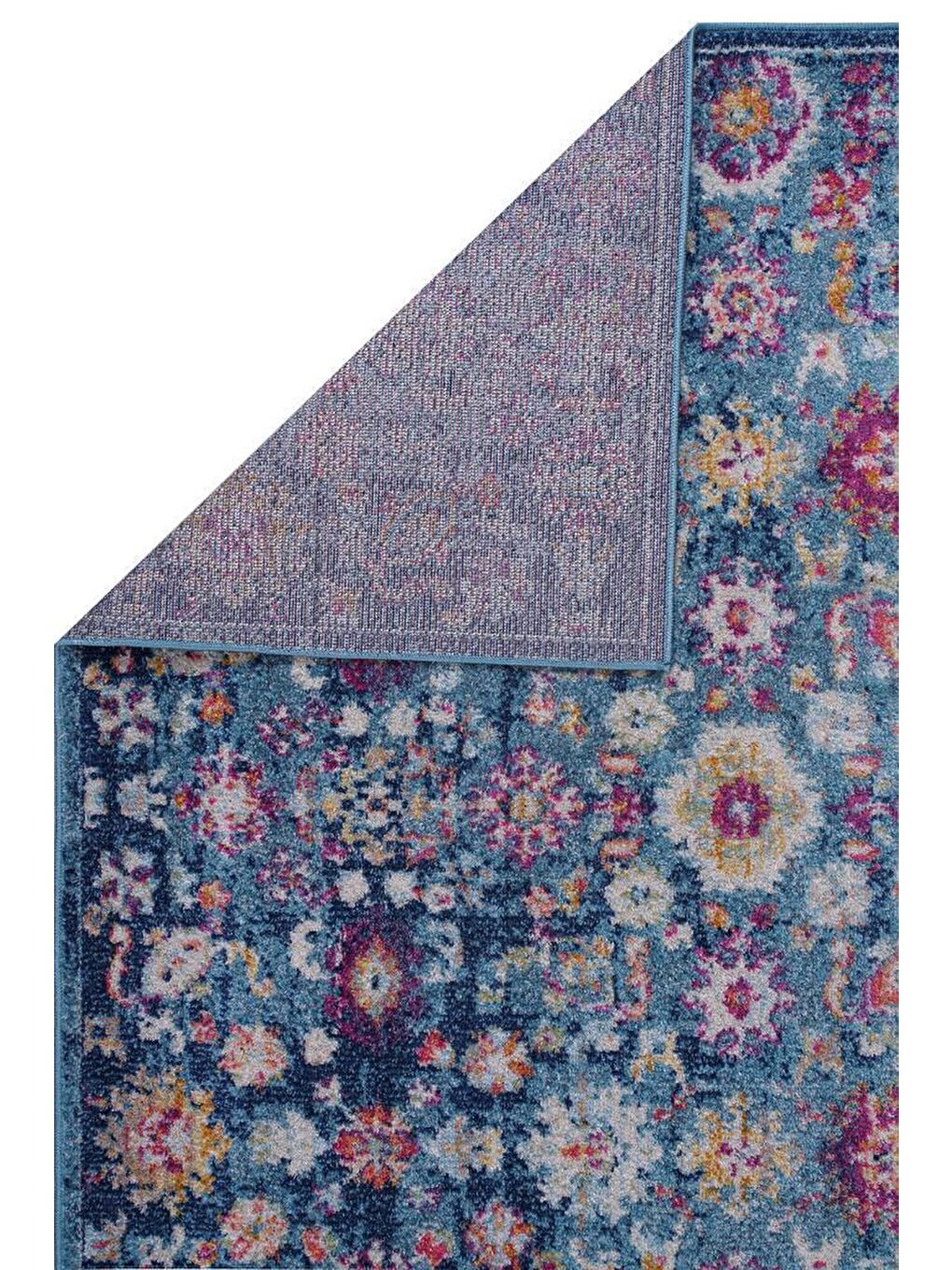 Konfor Halı Turkuaz Vintage 7654 Mavi Eskitme Dokuma Halı-160x230 - 1