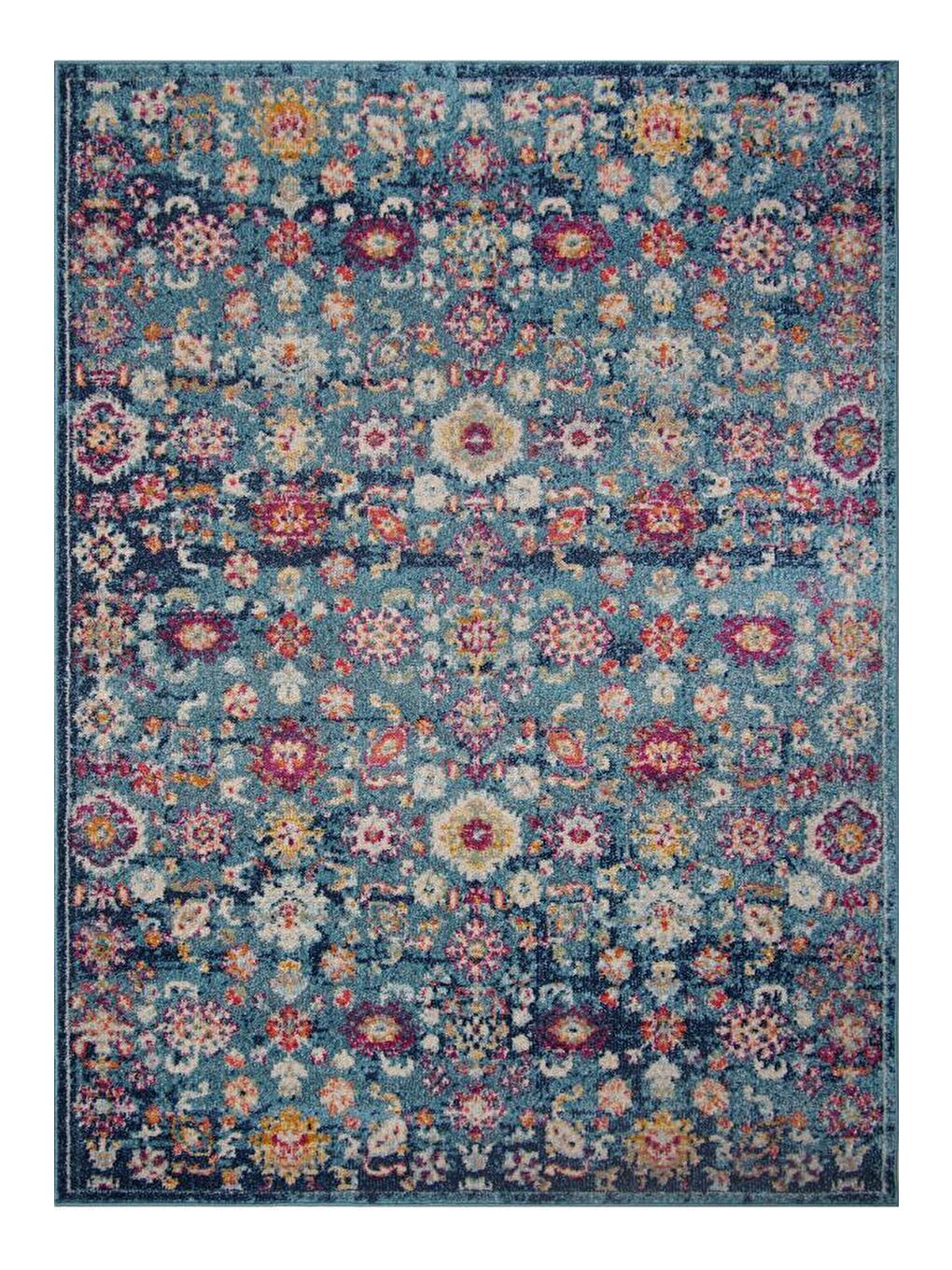 Konfor Halı Turkuaz Vintage 7654 Mavi Eskitme Dokuma Halı-160x230 - 2