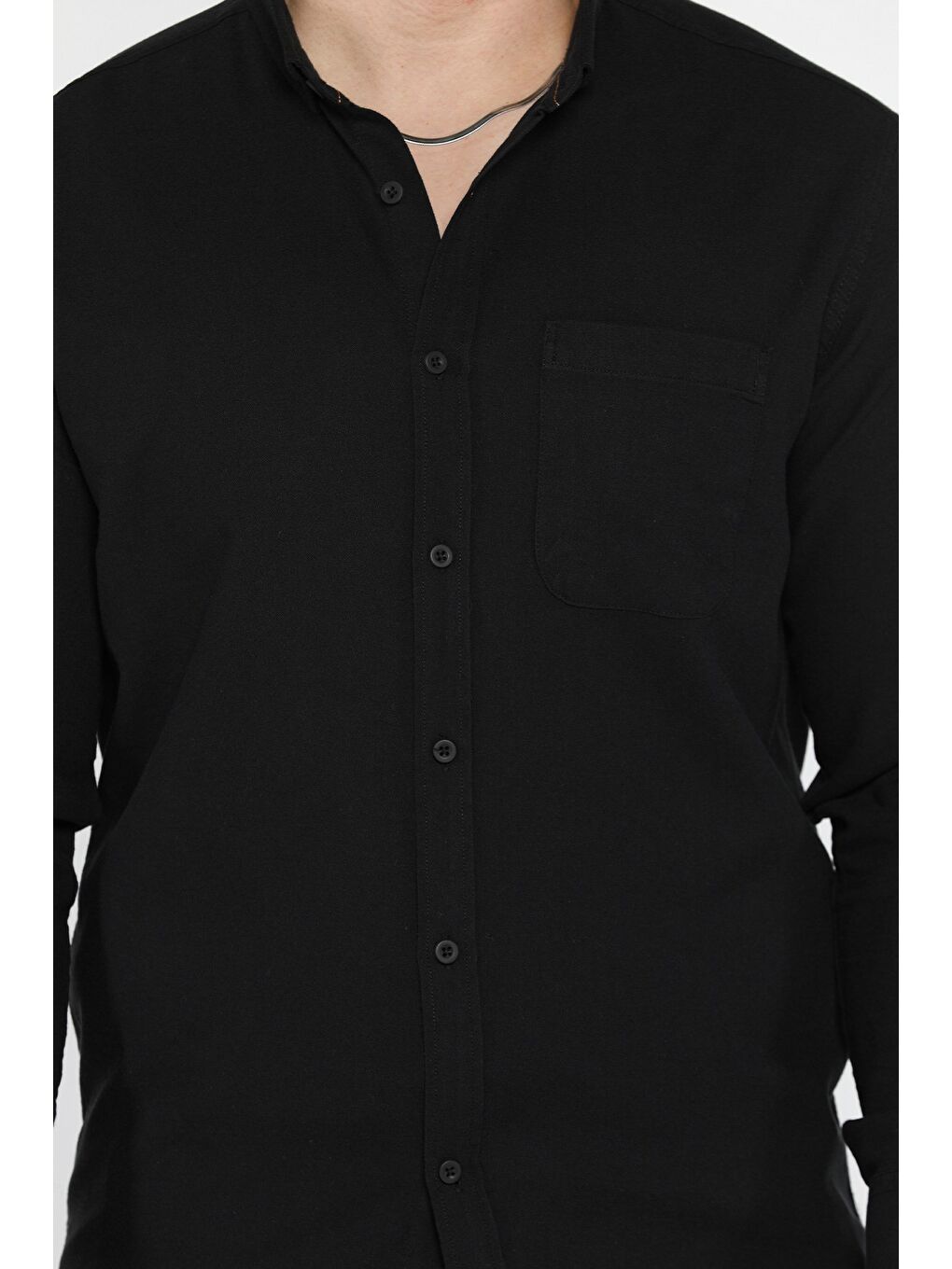 Siyah Tek Cepli Uzun Kol Erkek Gömlek-3