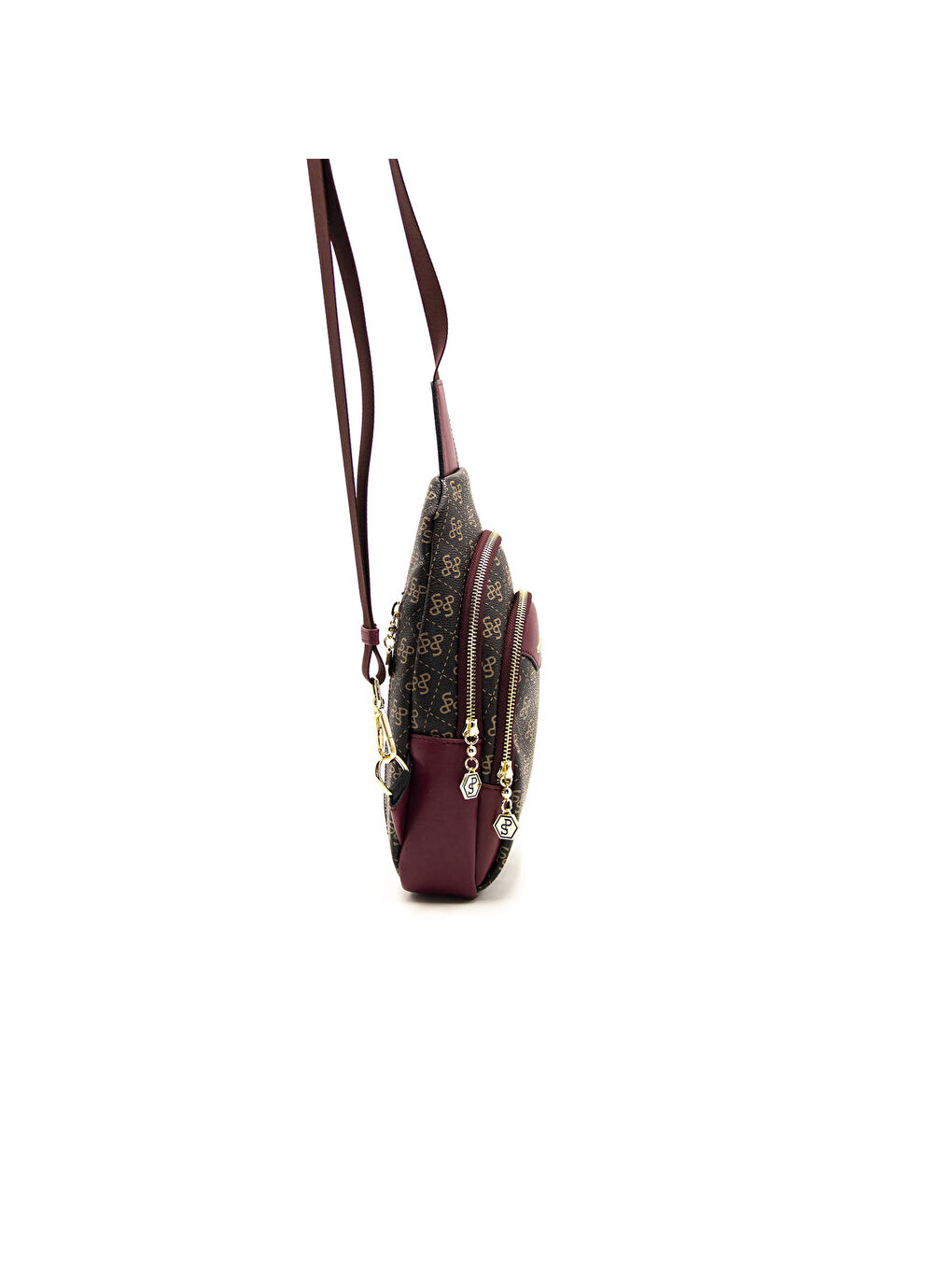 Kahverengi Kadın Çapraz Göğüs Çantası 959-43672 SILVER POLO FREEBAG M178 KAHVE SARI-MAT BORDO-2