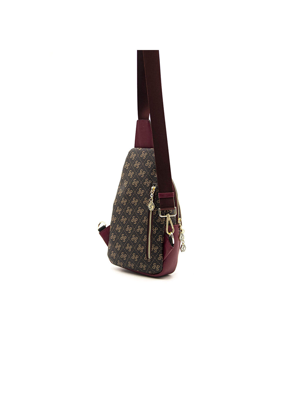 Kahverengi Kadın Çapraz Göğüs Çantası 959-43672 SILVER POLO FREEBAG M178 KAHVE SARI-MAT BORDO-3