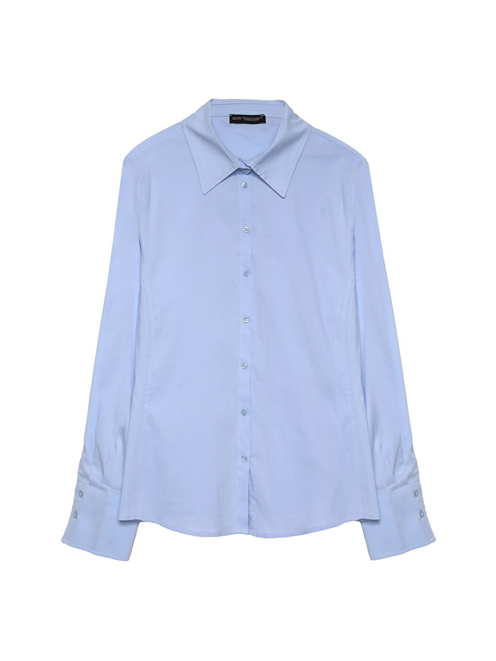 Belden Oturmalı Düğmeli Gömlek Mavi