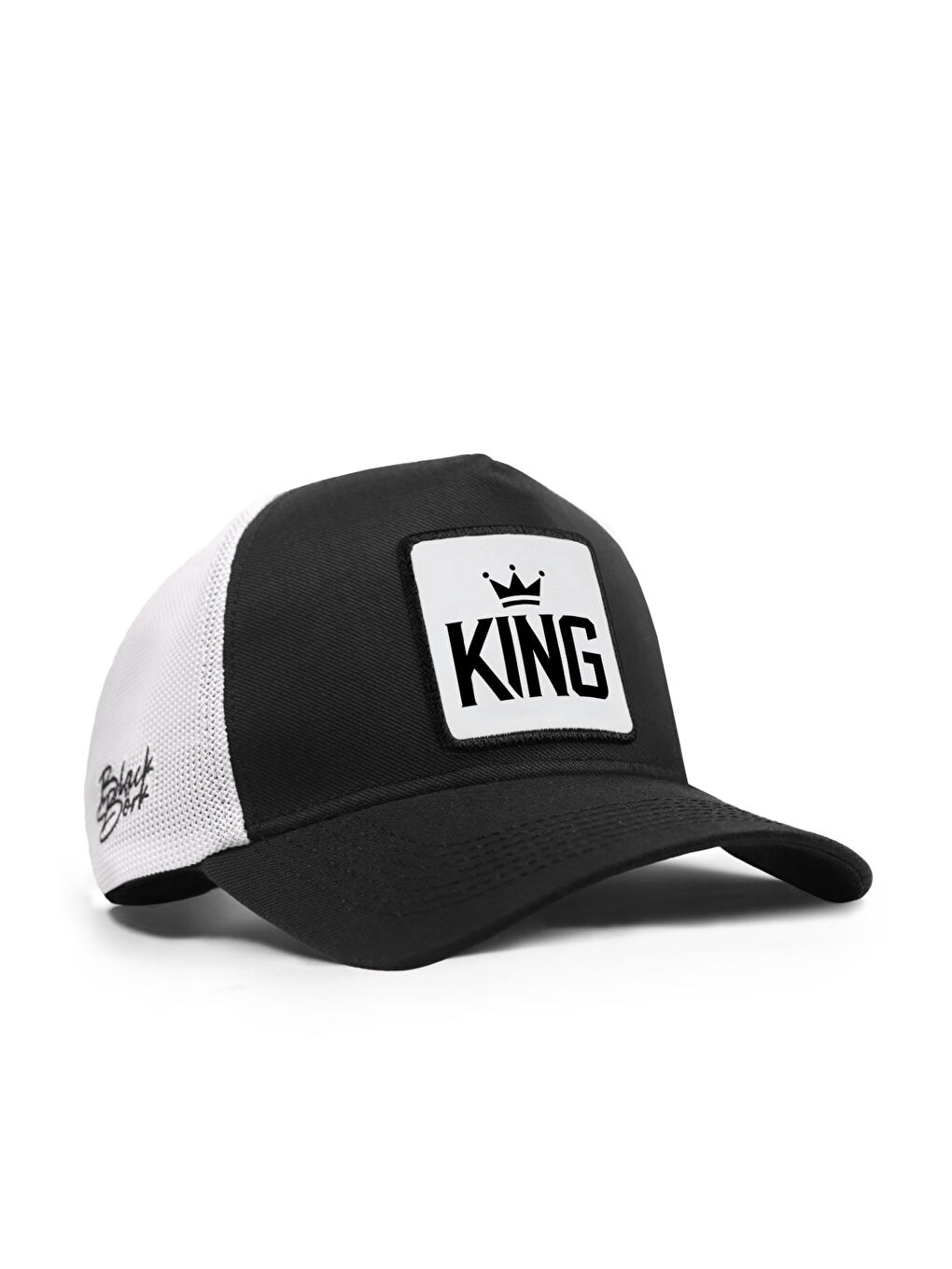 King Logolu Cordura Siyah-Beyaz Trucker Şapka