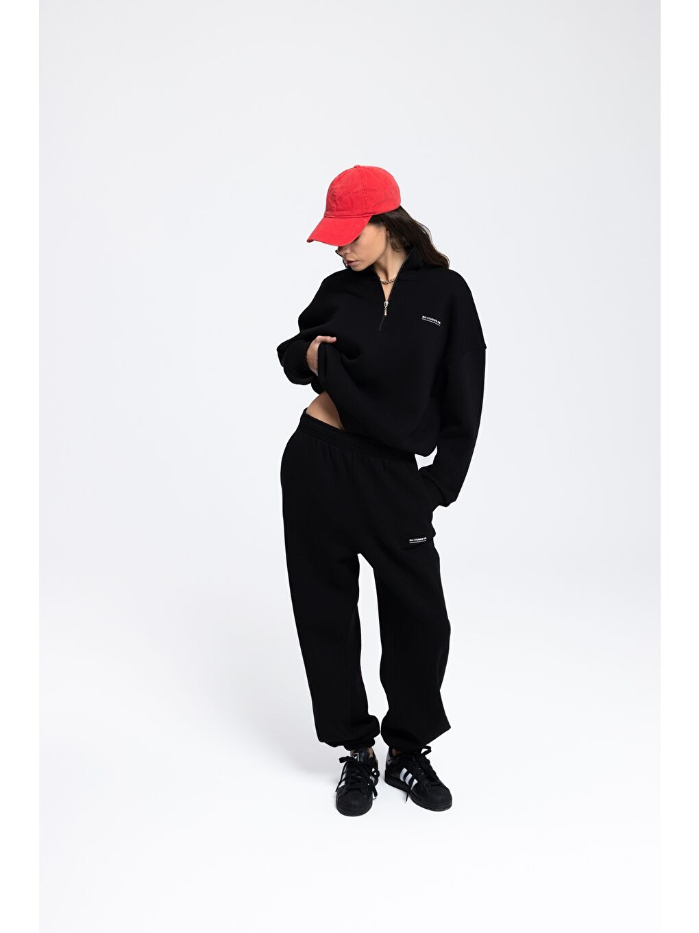 Ravel Fermuarlı Detay Siyah Eşofman Takım