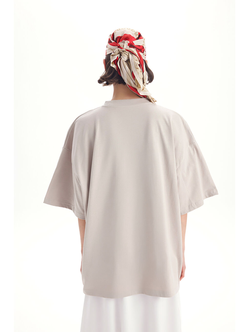 Bej Rich Woman Oversize Taş T-Shirt-4