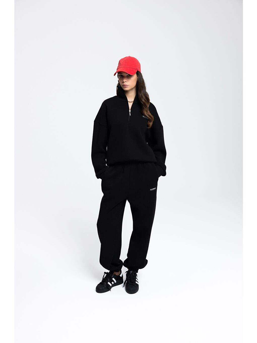 Ravel Fermuarlı Detay Siyah Eşofman Takım-1