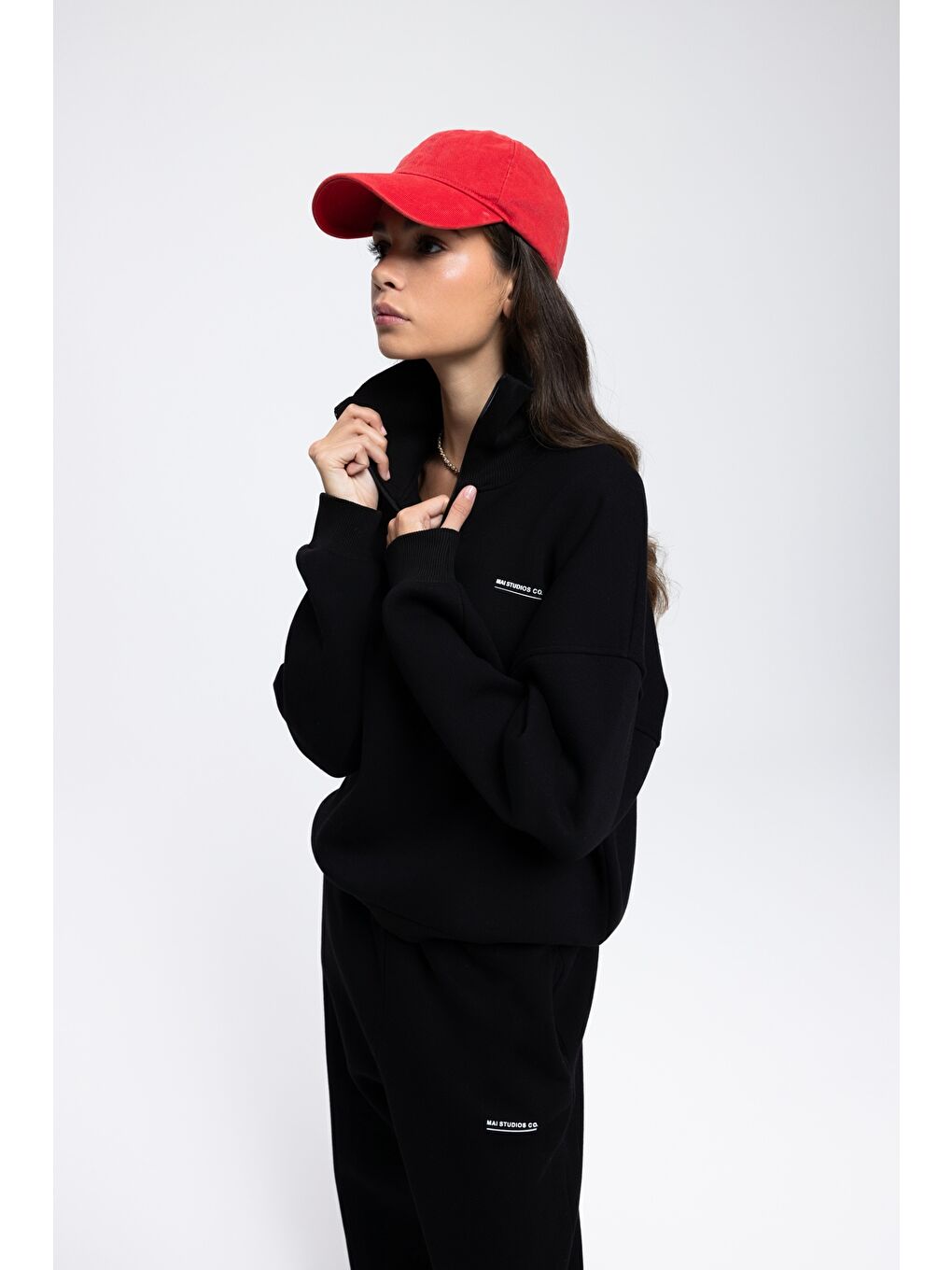 Ravel Fermuarlı Detay Siyah Eşofman Takım-2