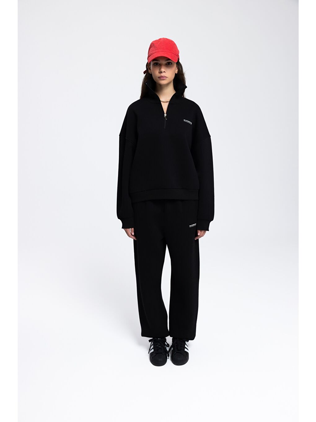 Ravel Fermuarlı Detay Siyah Eşofman Takım-3