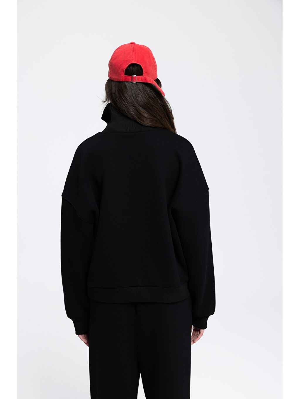 Ravel Fermuarlı Detay Siyah Eşofman Takım-4