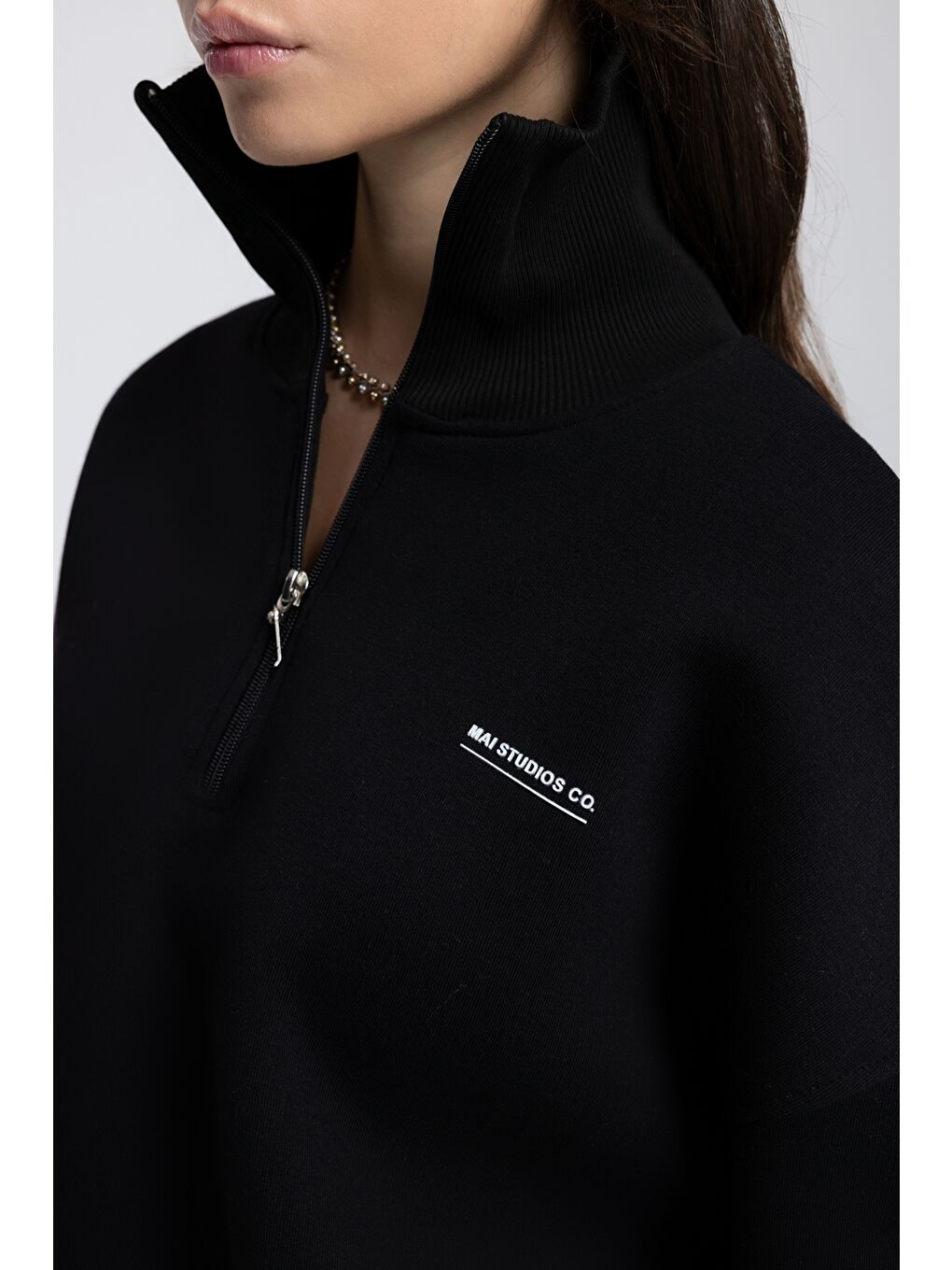 Ravel Fermuarlı Detay Siyah Eşofman Takım-5