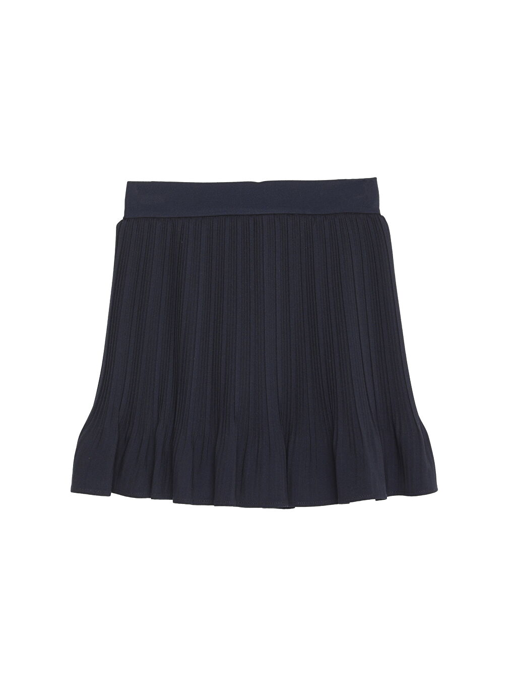 Pile Detaylı Beli Lastikli Mini Etek Lacivert