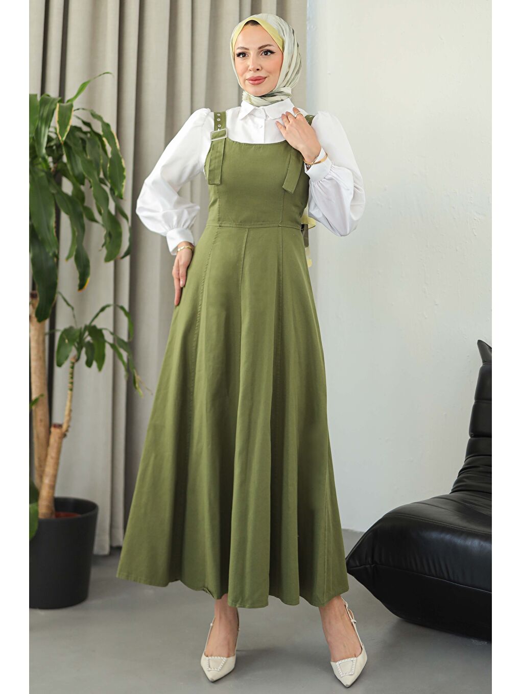 Askılı Gabardin Salopet Haki - 27832-HAKI-1