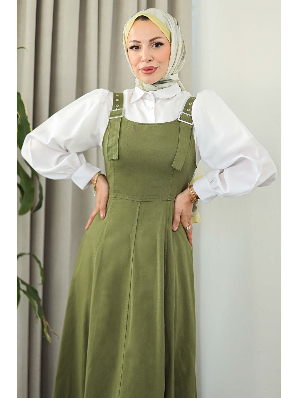 Askılı Gabardin Salopet Haki - 27832-HAKI-2