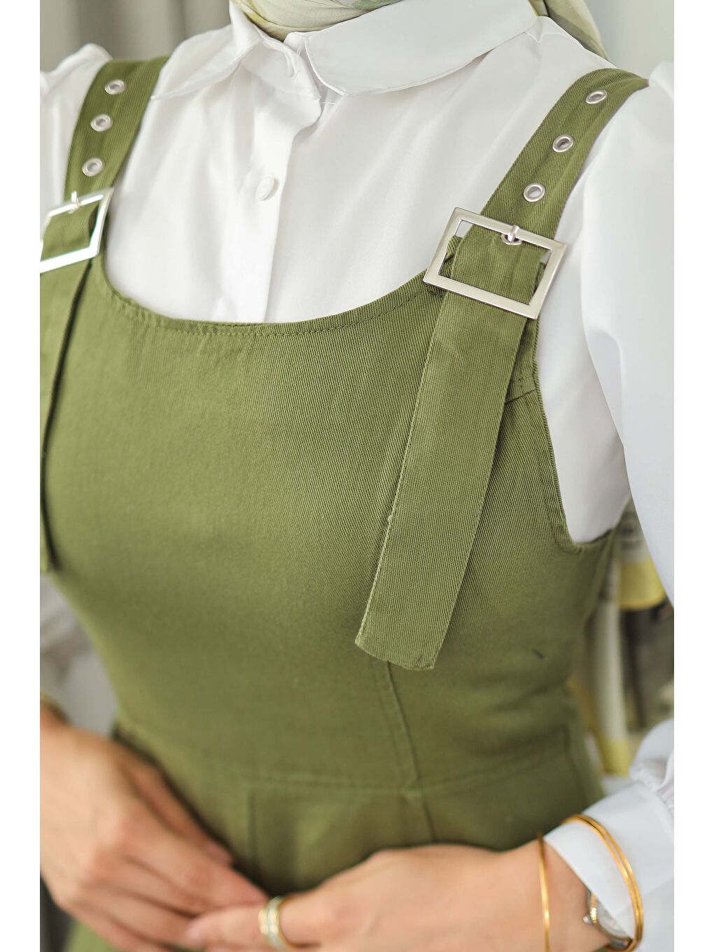 Askılı Gabardin Salopet Haki - 27832-HAKI-5