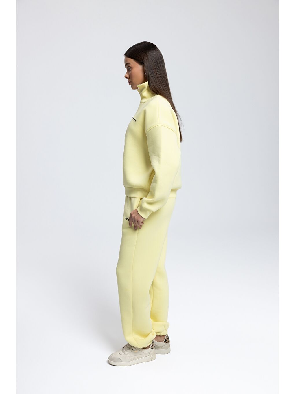 Ravel Fermuarlı Detay Sarı Eşofman Takım-3