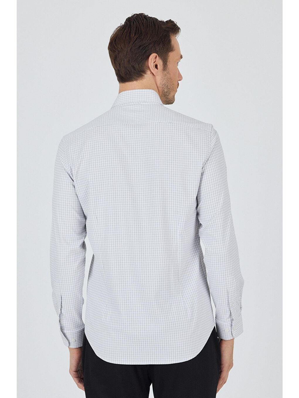 Beyaz Sert Yaka Cepsiz Gabardin Uzun Kol Slim Fit Esnek Gömlek 1004250232-4