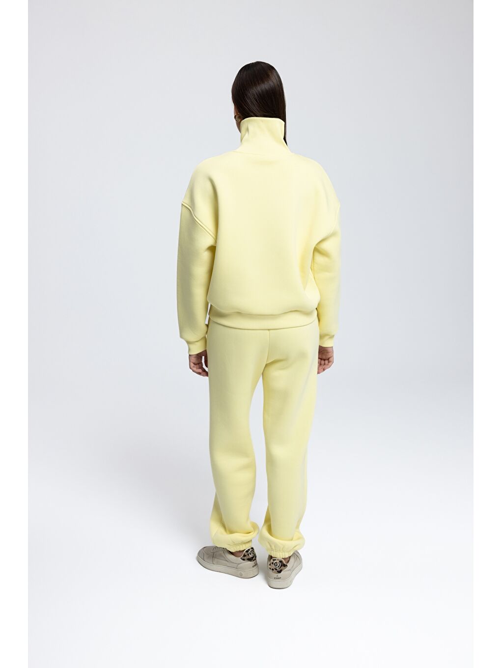 Ravel Fermuarlı Detay Sarı Eşofman Takım-4