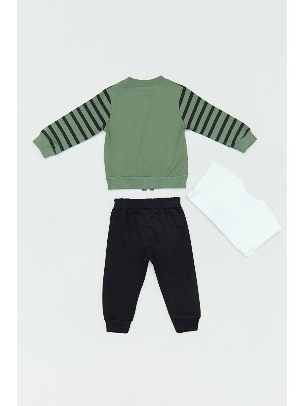 Haki %100 Pamuk Ayıcık Baskılı 3 Lü Erkek Çocuk Takım-3