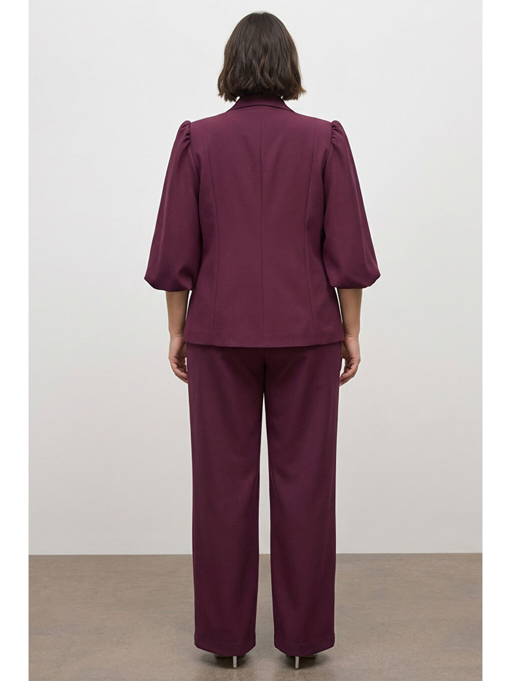 Bordo Astarlı Balon Kol Ceket-2