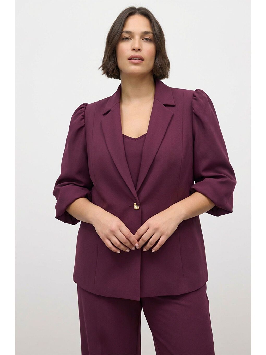 Bordo Astarlı Balon Kol Ceket-3