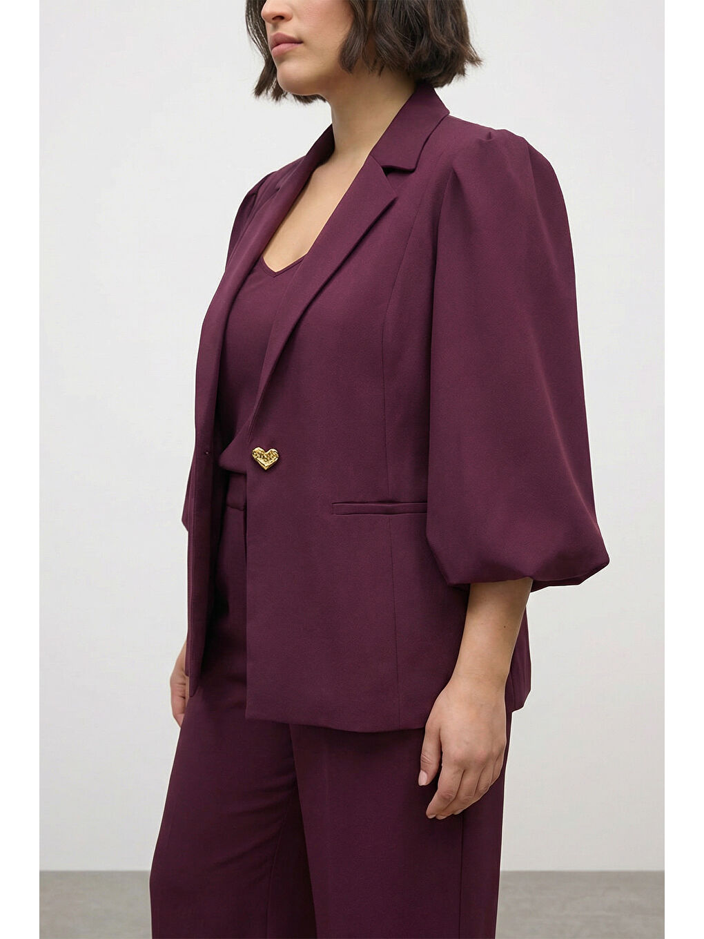 Bordo Astarlı Balon Kol Ceket-4