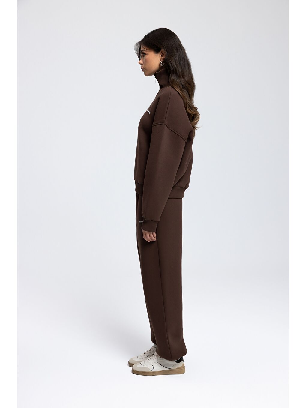 Kahverengi Ravel Fermuarlı Detay Kahve Eşofman Takım-3