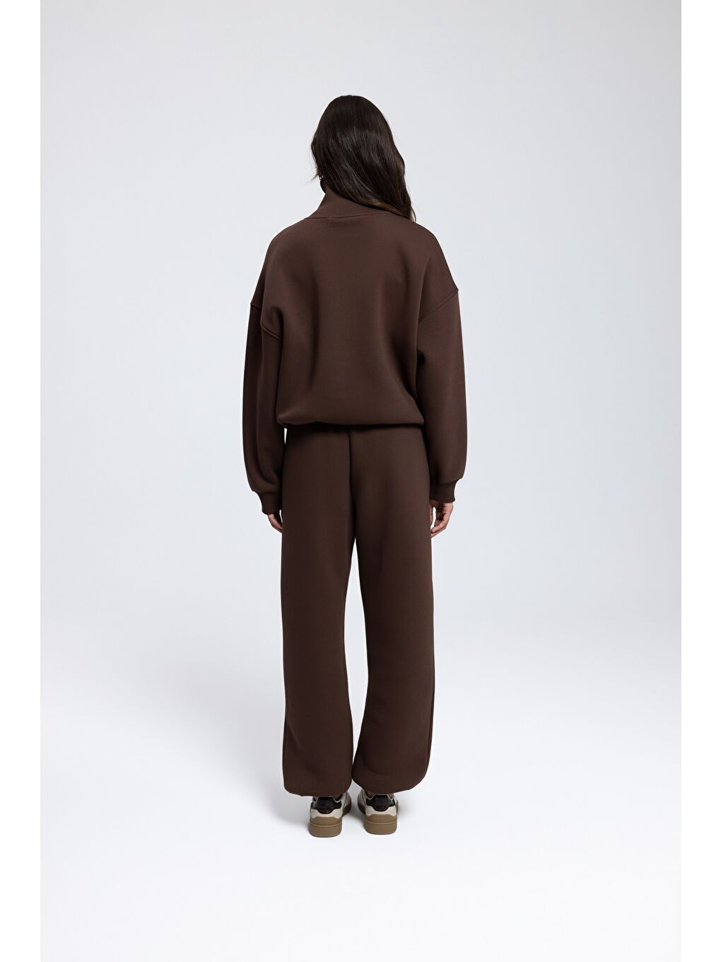 Kahverengi Ravel Fermuarlı Detay Kahve Eşofman Takım-4