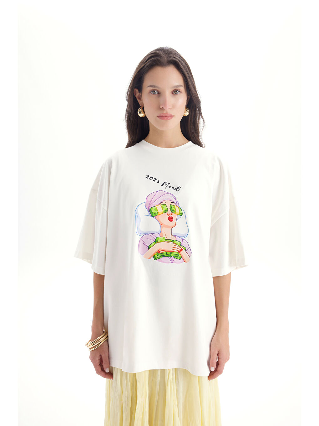 Mood Oversize Beyaz T-Shirt-1
