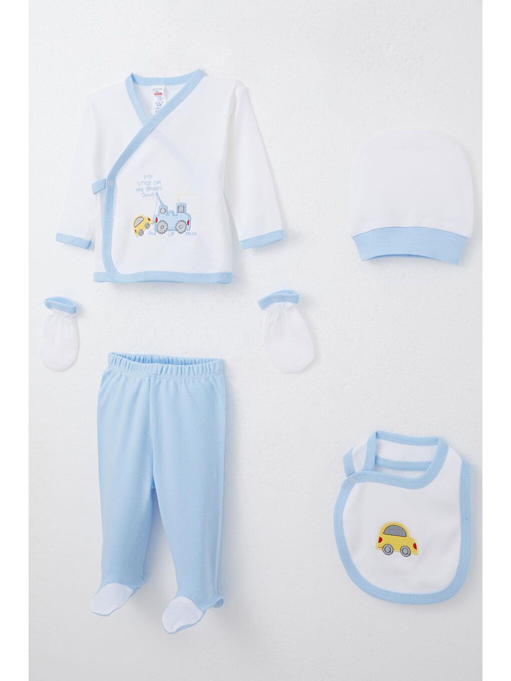 Erkek Bebek Hastane Çıkışı 5 Li Sevimli Minik Oto Kurtarıcı Ekru (0-3 Ay)-1