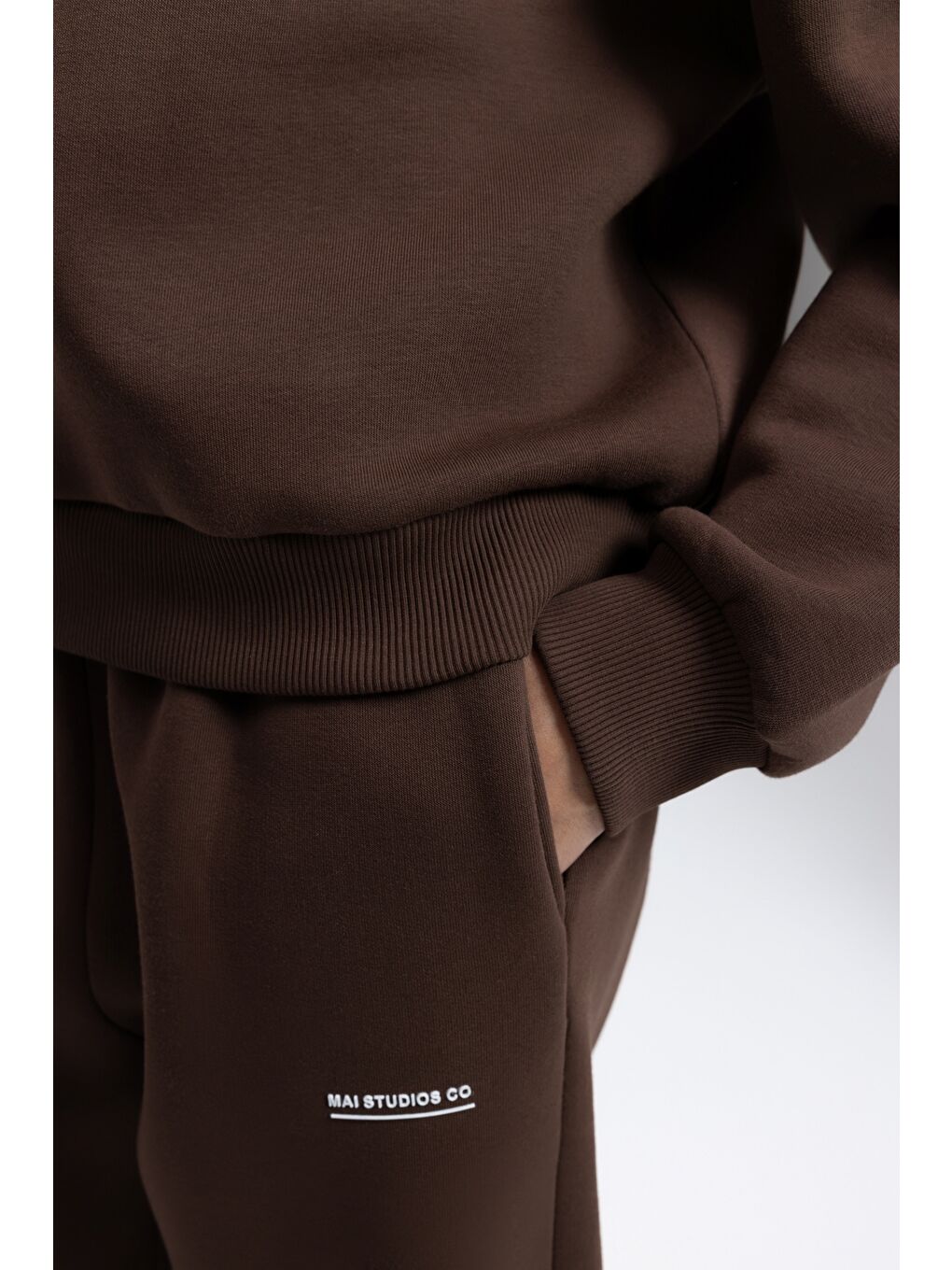 Kahverengi Ravel Fermuarlı Detay Kahve Eşofman Takım-6