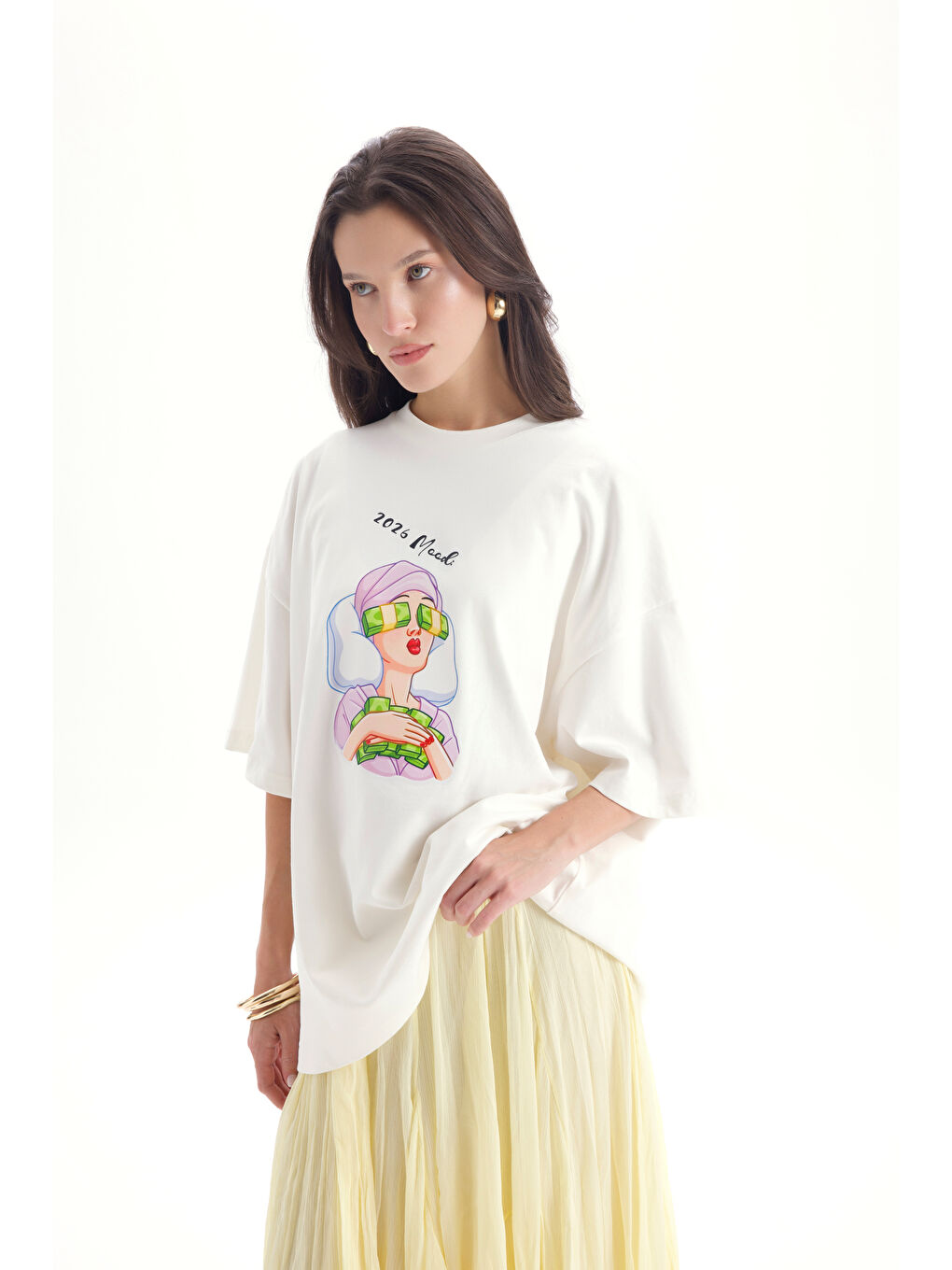 Mood Oversize Beyaz T-Shirt-3