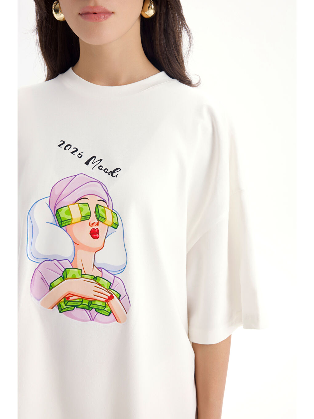 Mood Oversize Beyaz T-Shirt-6