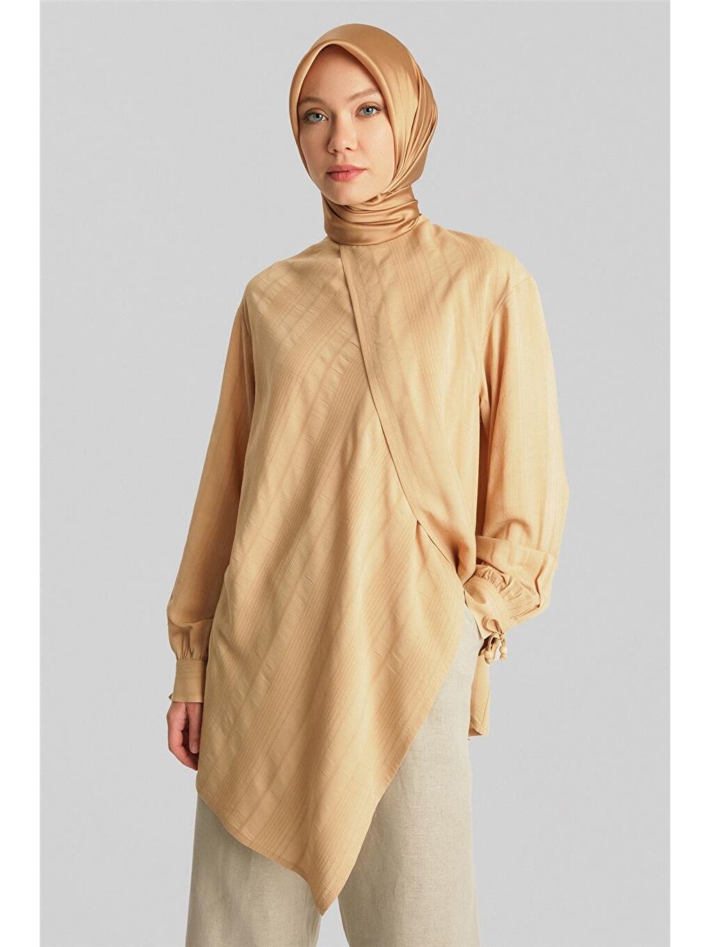 ARMİNE Taba Armine Doku Çizgili Tunik 24Y4019 Camel - 2